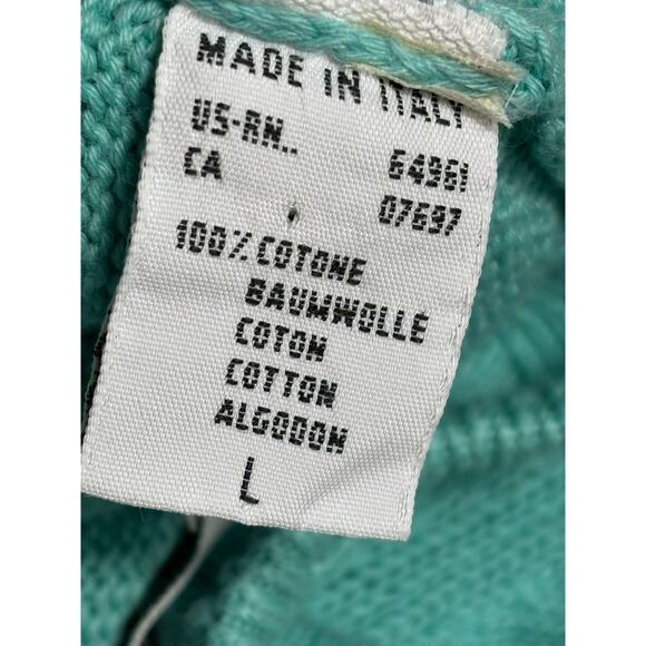 VTG 80s United Colors Of Benetton Cable Knit Sweater Womens L Green Italy Made - Picture 4 of 7